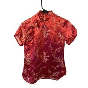 Womens Red Asian Blouse by Oriental - size 34